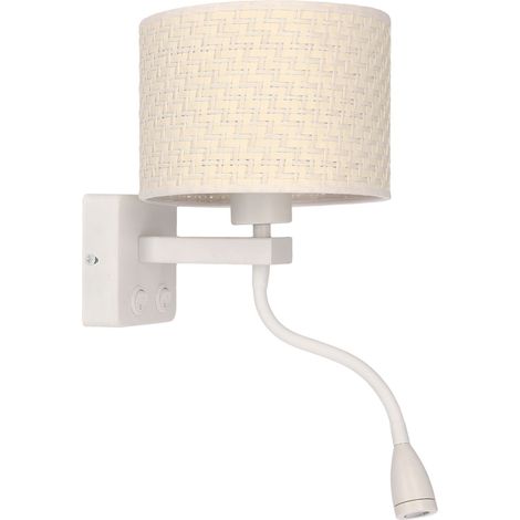 Applique blanche crème, liseuse LED, double inter. E27 (1/3)