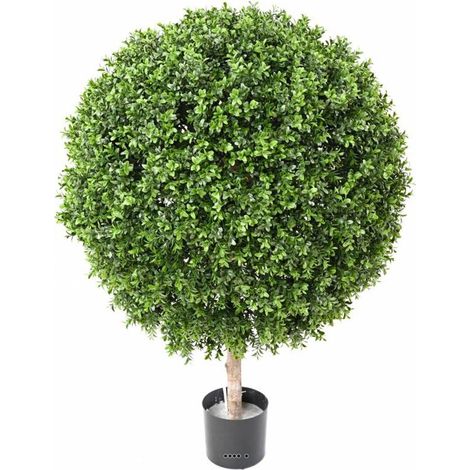 Buis artificiel sur tronc en pot pour extérieur anti-UV H 105 cm D 90 cm - dimhaut: H 105 cm - couleur: Vert