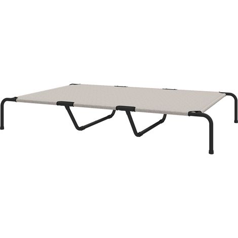 Lit surélevé pour grands chiens en acier et en maille respirante, 152x94x23 cm, beige (1/5)