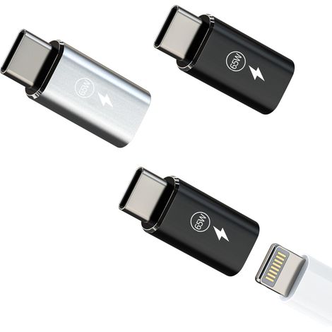 Adaptateur de charge Lightning Femelle vers USB C Mâle 65W 3pack pour Adaptateur Câble Jack Type C Connecteur Adaptateurs Prise Type-c Chargeur Accessoires Compatible Pour S24 S23 S2 (1/5)