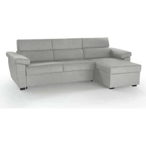 Schlafsofa mit Ottomane Priverno, abziehbar, Stauraum Made in Italy, wasserabweisend, multifunktional, 285x160 cm