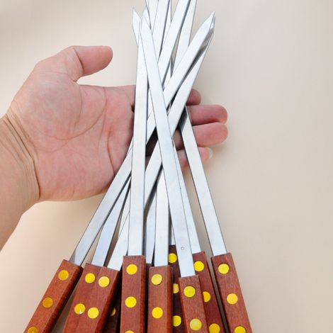 8 brochettes plates en acier inoxydable, 50 cm (1/3)