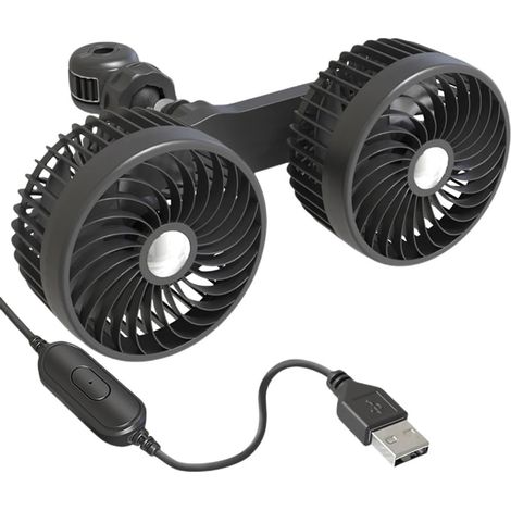 Ventilateur Double Tête Pour Siège Auto, Rotation 360°, 3 (1/5)