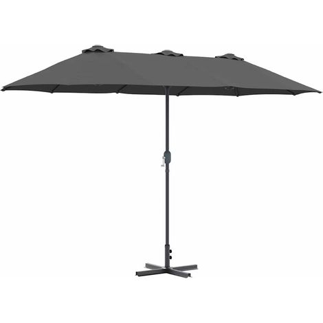 Parasol de jardin pliable moderne 370 x 197 x 239 cm facile à transporter durable en polyester anthracite (1/5)