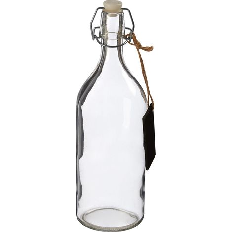Interiors by Premier Crystal Storage Bottle With Pine Wood Lid, Personalized Clear Glassware, Transparent Drinking Bottle (1/5)