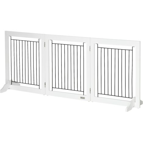 Foldable Pet Gate, Three Panels & Two Support Feet - White (1/5)
