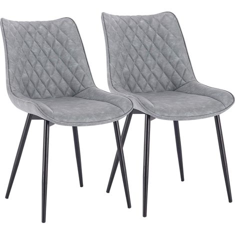 WOLTU Lot de 2 Chaises de salle à manger en Similicuir - 46x40, 5x85, 5cm - Pieds en métal - Charge max 100 kg - Gris