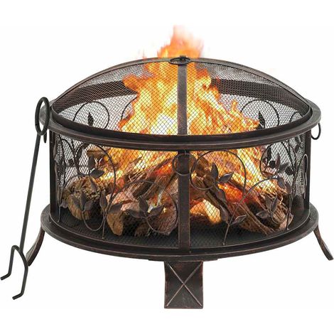 vidaXL Foyer rustique avec tisonnier 67,5 cm XXL Acier (1/5)