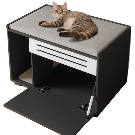 Enclos pour bac à litière, design élégant, nettoyage facile, noir (1/2)