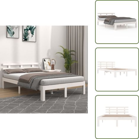 Massivholzbett Weiß 180x200 cm - Holzbett - Massivholzbette - Kiefernbett - Doppelbett - Boxspringbett (1/5)