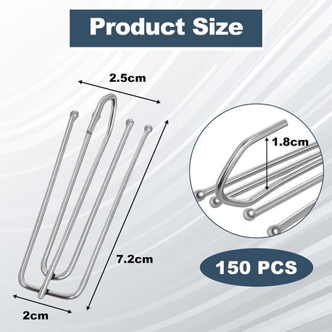 Specialty stainless steel curtain hooks, four-claw shower curtain pleated hooks, 150 pieces per pack (1/5)