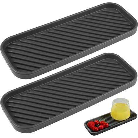 2 Pièces Organiseur Évier, Silicone Antidérapant, Tapis Égouttage, Support Éponge, Cuisine Salle De Bain (1/5)