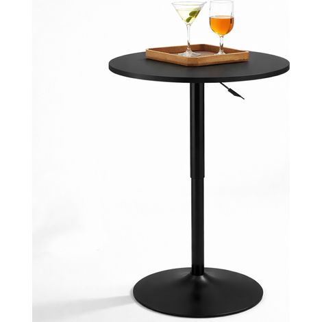 Tavolo Bar Girevole Nero Diametro 60cm con Altezza Regolabile per Bar Ristoranti