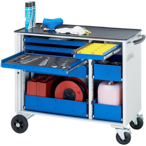 Chariot à outils Rau avec 6 tiroirs et tiroir perforé en métal LxPxH 1025x520x890mm (1/5)