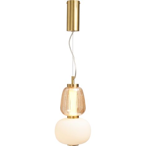 Visconte Edvin Glass Ceiling Pendant Integrated LED Light - Satin Brass (1/5)