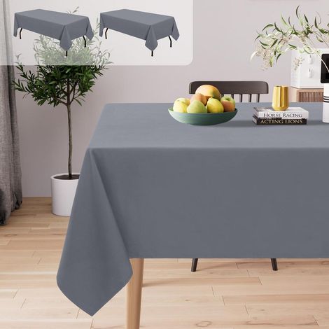 Nappe lavable effet lotus rectangulaire 140x240 cm lot de 2 gris