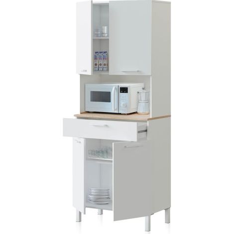 Alacena cocina Colin 4 Puertas Blanco Artik (Blanco Mate) - Roble Canadian (ancho) x 186cm (alto) (1/5)