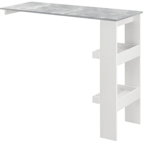 Elegante mesa de bar con compartimentos de almacenamiento mesa de bistro 120 cm blanco y gris 030006218