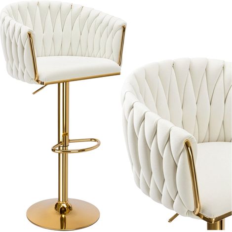 Sgabello da bar Cofton color oro crema e bianco. (1/5)