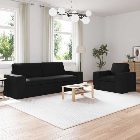 Sofa Set 2 pcs Schwarz 222 x 80 x 82 cm Stoff