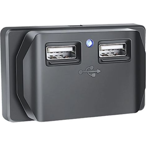 Prise USB 12 V, chargeur de voiture double USB avec capuchon, montage sur panneau, 2 ports 12 V/24 V pour voiture, bus, quad, camping-car