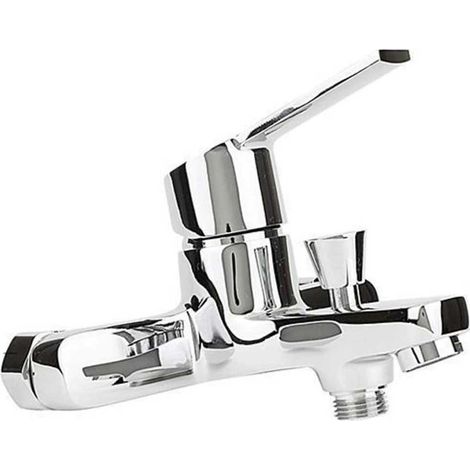 Miscelatore per vasca da parete con deviatore rubinetto bagno moderno in ottone cromato lucido (1/2)
