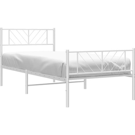 Cadre de lit métal sans matelas et pied de lit blanc 107x203 cm vidaXL (1/5)