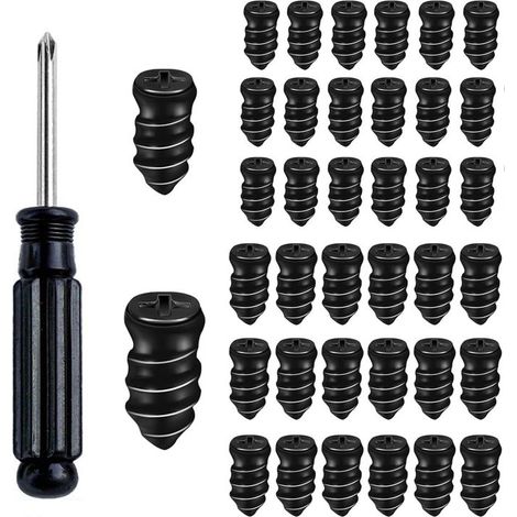 Kit de réparation rapide de pneus pour automobile et moto (colle et clous noirs, tournevis inclus, 80 pièces)
