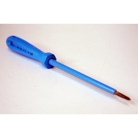 Tournevis cruciforme Phillips 3x100mm isolé 1000V manche bleu lame acier ATEX II PH0 DERANCOURT