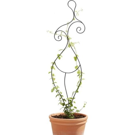 DanDiBo Design Rankhilfe Metall Rankgitter 140 cm Schwarz Frau Lora Kletterhilfe Bodenstecker Blumenhalter Ranksäule