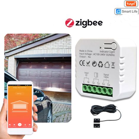 Contrôleur d'ouverture de porte de Garage Tuya ZigBee, application de téléphone portable, contrôle à distance Compatible avec Alexa Home pour les passerelles vocales nécessaires (1/5)