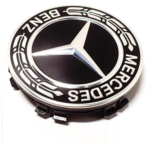 Logo de capot plat Mercedes en forme de couronne de blé noire de 56 mm, avec clip à ressort, pour Classe C/E/S W204 (1/4)