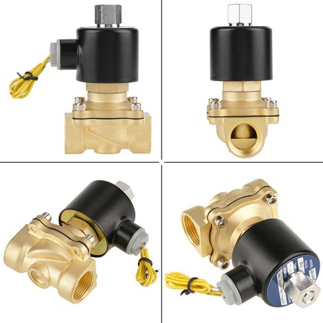 Électrovanne 2 voies en laiton 2W200K-20, normalement ouverte, 2 voies, purgeur de vapeur 6 points, 12 V CC, 3/4" (1/5)