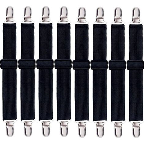 Set di 8 cinghie per lenzuola, clip regolabili per lenzuola con angoli elasticizzati