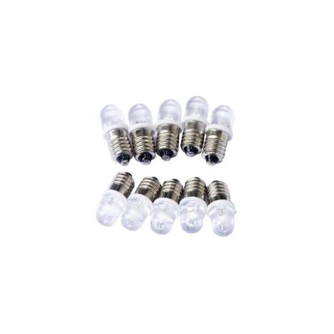 Focos LED Crezuo de 10 unidades, casquillo E10, 12 V, luz blanca cálida.