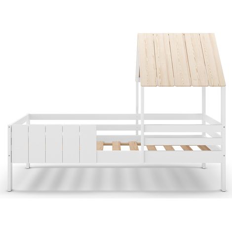 Lit cabane pour enfant coloris blanc, couchage 90 x 190 cm - Longueur 201 x Profondeur 114 x Hauteur 151 cm (1/5)