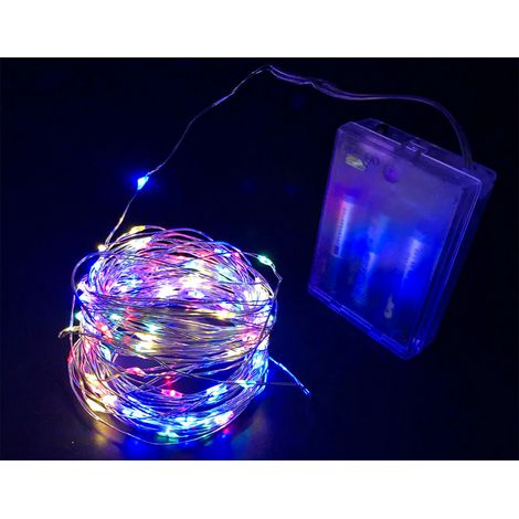 Stringa Led A Batteria Filo Rame Con 100 Luci RGB Multicolori 10 Metri IP67 4,5V Decorazione Natale (1/3)
