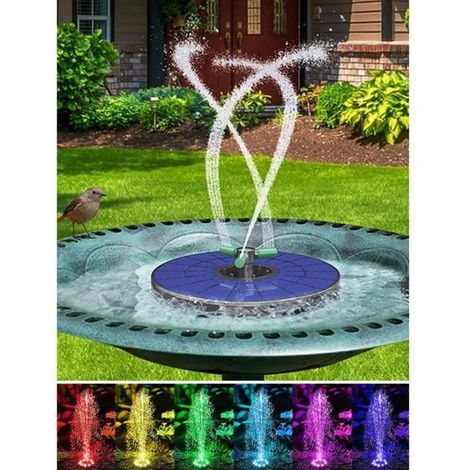 Fontaine Solaire-Upgraded 4W Solaire Flottant Extérieur Fontaine Pompe Bassin Solaire avec 6 Buses pour Bain d\'oiseaux,etang,Piscine