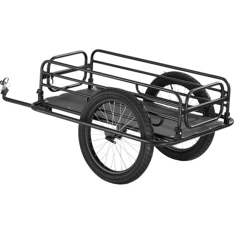 Remorque vélo cargo, capacité 125 kg, chariot robuste pliable, attache universelle rapide, roues 20", acier carbone, compatible la plupart des vélos. (1/5)