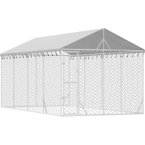Jaula para perrera exterior para perros con techo plateado 3 x 6 x 2,5 m Plata 020041901