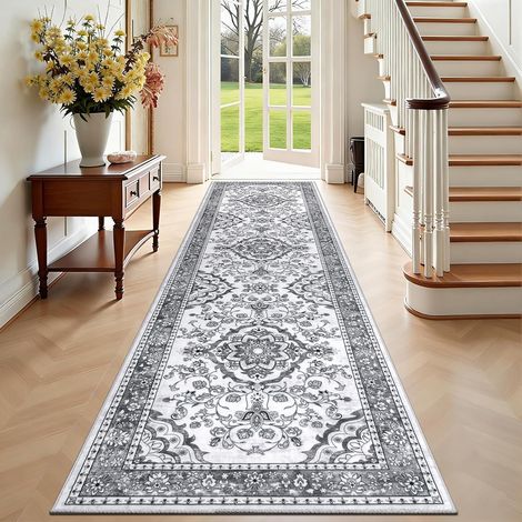 Tapis de Couloir Extra Long 80 x 300 cm, Vintage Tapis Cuisine Devant Evier Lavable en Machine Antidérapant Super Doux pour Couloir, Cuisine, Salon, entrée, Chambre à Coucher (1/5)