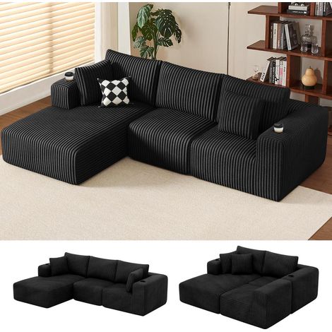 Modulares Ecksofa mit Chaiselongue, Cordstoff, Memory-Schaum, keine Montage (1/5)