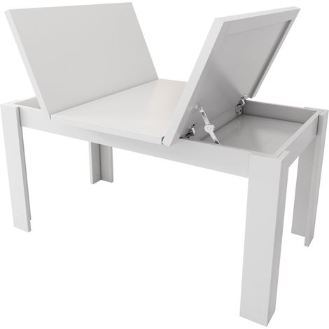 GagaTable de salle a manger 120 x 70 cm avec rangement, blanc (1/5)