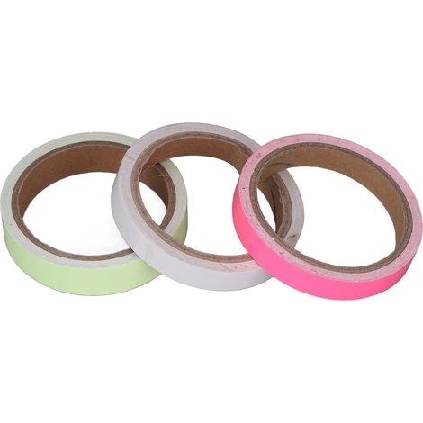 3 Stück 5 m Leuchtband, fluoreszierend, reflektierend, grün, blau, pink, Bühnenwarnband für Nachtfahrten, 2 cm (1/5)