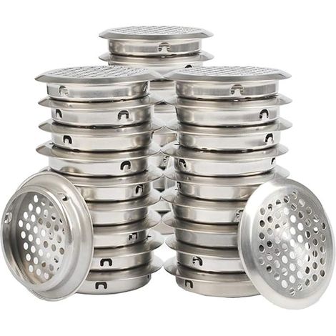 30 Pcs Stainless Steel Ventilation Holes Perforated Heat Dissipation for Cabinet Shoe Cabinet, Diameter 65mm (Silver) (1/5)