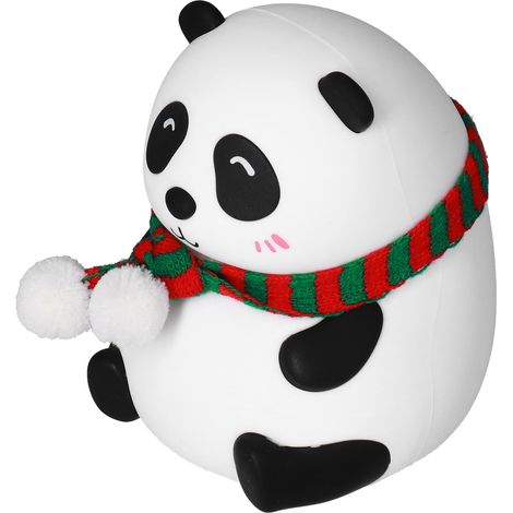 Lampe tactile panda en silicone, veilleuse USB, lampe d'ambiance de bureau, décoration chambre enfant, lumière colorée portable, rechargeable (avec batterie intégrée), modèle écharpe yeux plissés. (1/5)