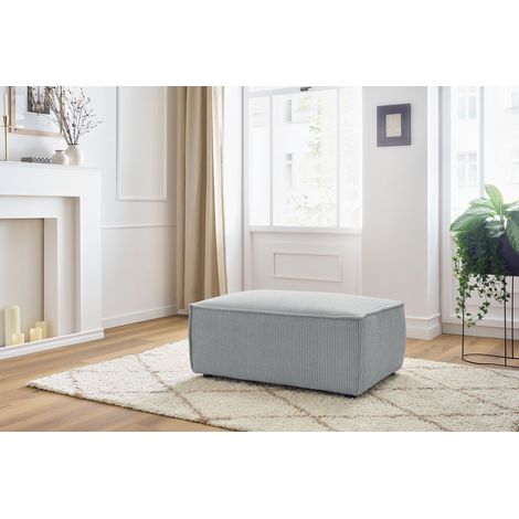 BOBOCHIC - Pouf compact NIHAD velours côtelé Gris clair (1/5)