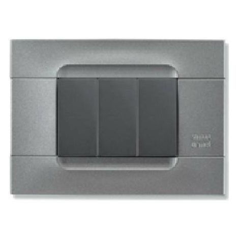 Simon urmet placca 3 posti monocromo colore acciaio 10803.ac
