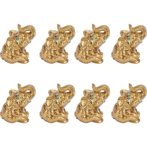 8 Pièces Statuette Éléphant Résine Décoration de Table Moderne Idée Cadeau Anniversaire Doré (1/5)