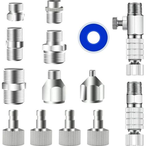 Lot de 14 adaptateurs pour , coupleurs de déconnexion rapide pour , kit de raccord pour compresseur d'air, tuyau (1/5)